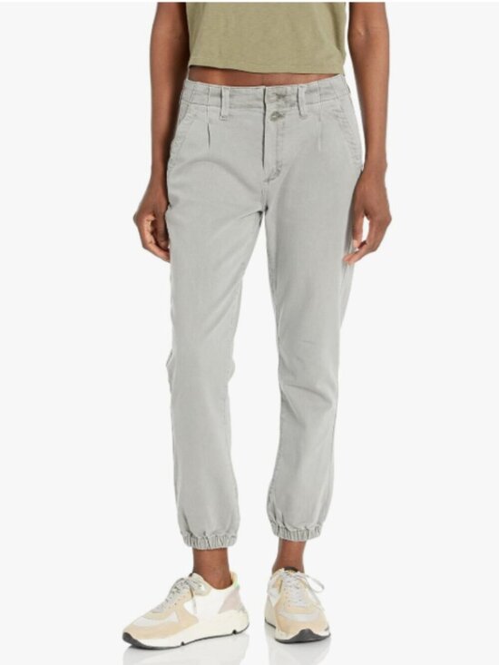 PAIGE Pants - PAIGE Women’s 32 Mayslie Gray Pleated Denim High-Rise Cropped Jogger Jeans - EUC